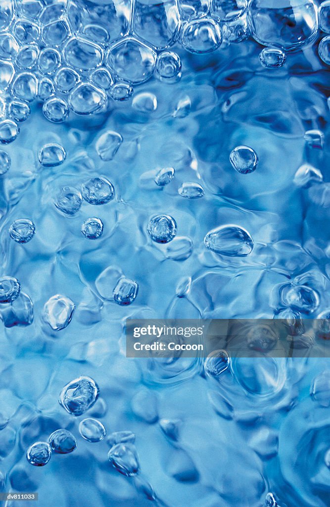 Close up of air bubbles in water