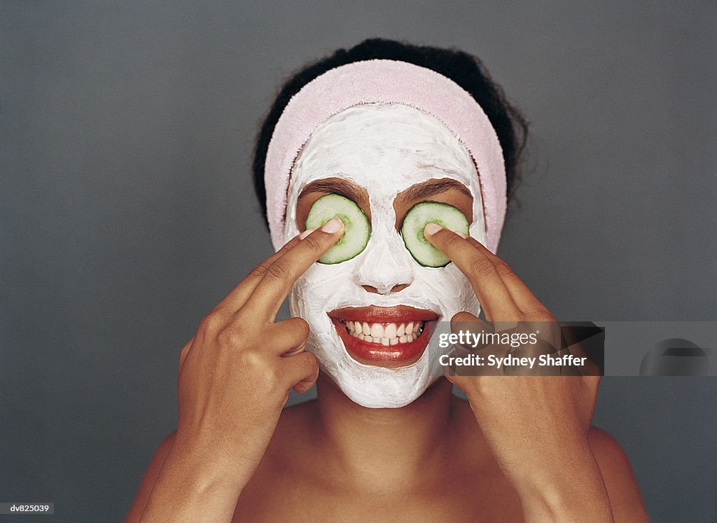 Portrait of a Woman With a Beauty Mask