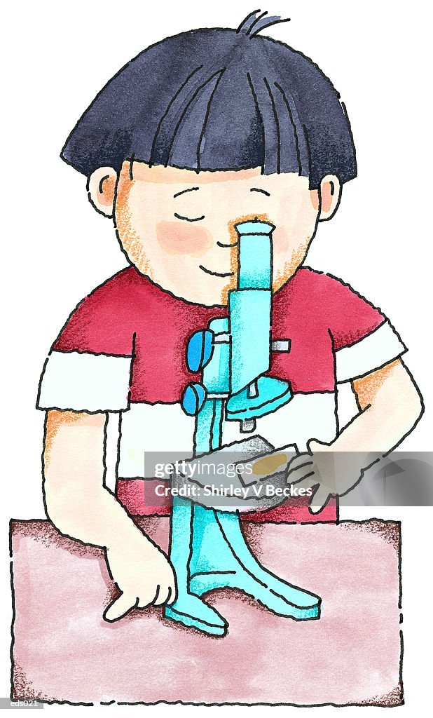 Boy Using Microscope