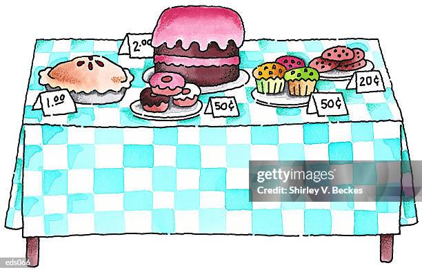 stockillustraties, clipart, cartoons en iconen met bake sale - commercial event