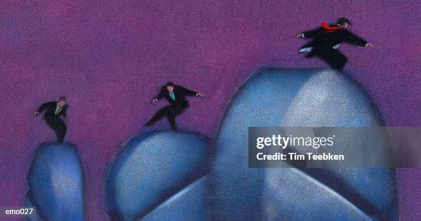 men balancing on tablets - sobriety stock illustrations