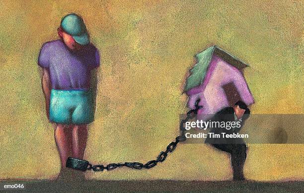 boy shackled to responsibilities - child support stock illustrations