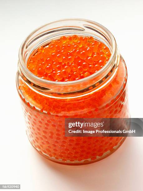 trout caviar in jar - ikura bildbanksfoton och bilder