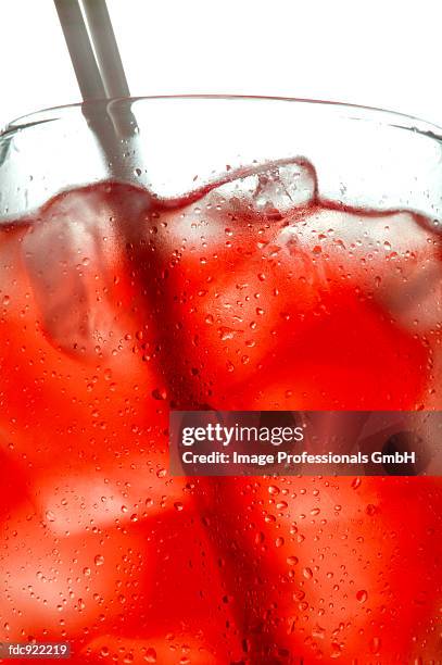 hibiscus tea with ice cubes (detail) - ローズヒップティー ストックフォトと画像