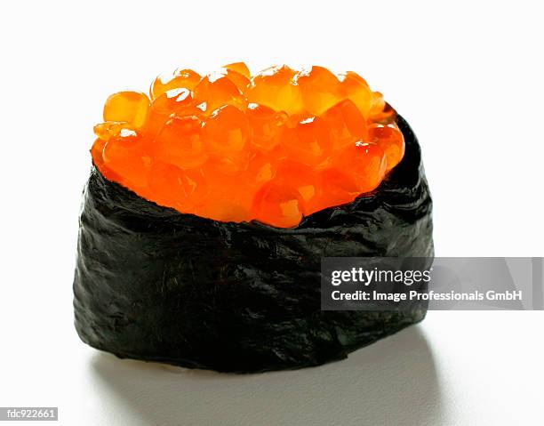 gunkan maki with salmon caviar - ikura stock pictures, royalty-free photos & images