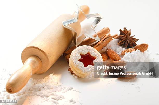 baking still life with jam biscuits - raspberry jam stock pictures, royalty-free photos & images