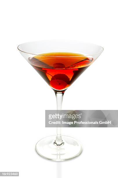 aperitif with cocktail cherry - rosso stock pictures, royalty-free photos & images