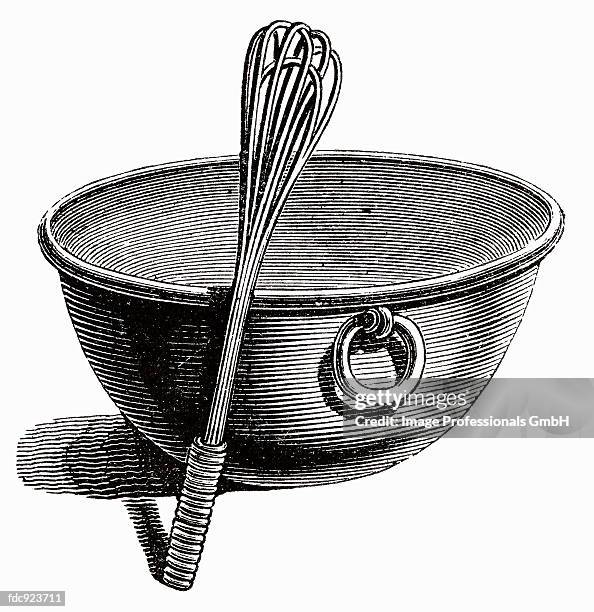 stockillustraties, clipart, cartoons en iconen met mixing bowl with whisk (illustration) - mixing bowl