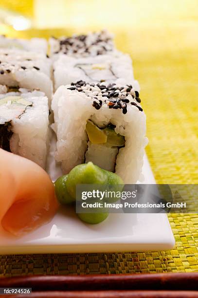 california rolls with avocado and surimi - pickled ginger bildbanksfoton och bilder