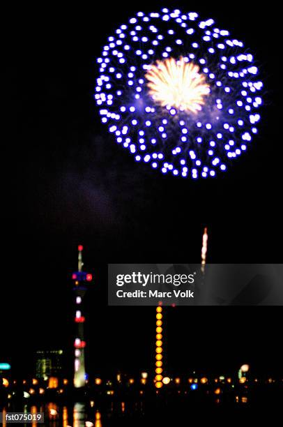 fireworks over duesseldorf, germany - marc stock pictures, royalty-free photos & images