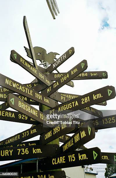 a large group of signs, australia - kilometer stock pictures, royalty-free photos & images