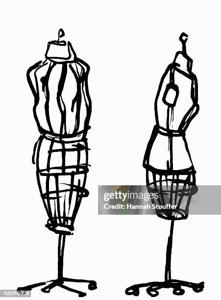 two dressmaker?s models - modell stock illustrations