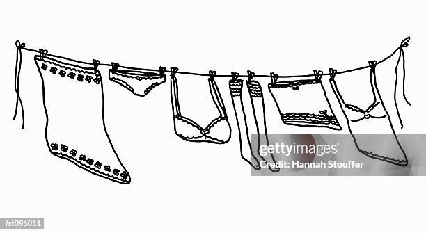 stockillustraties, clipart, cartoons en iconen met clothesline - tanga