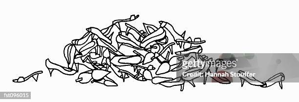 pile of women?s shoes - high heels stock illustrations