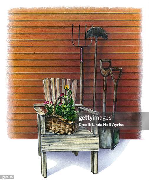 ilustrações de stock, clip art, desenhos animados e ícones de gardening tools - revestimento exterior de parede