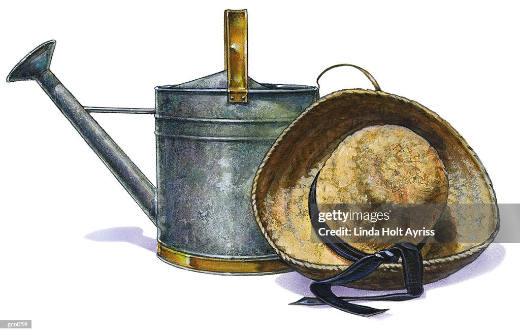 Watering Can & Straw Hat