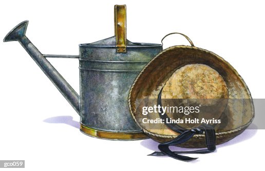Watering Can & Straw Hat Watering Can & Straw Hat