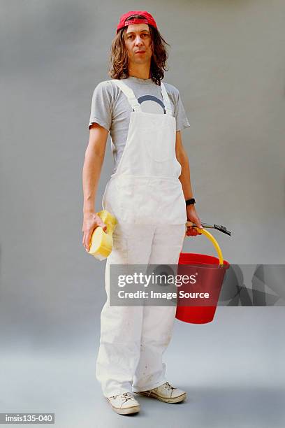 window cleaner - dungarees stock-fotos und bilder