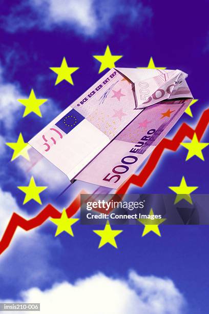 the flying euro - five hundred euro banknote stock pictures, royalty-free photos & images