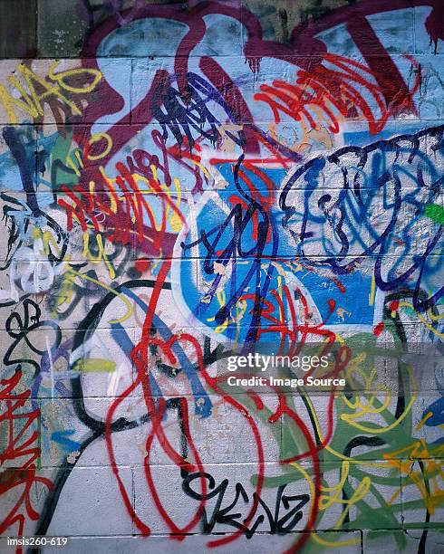 graffiti on wall - graffiti wall stock pictures, royalty-free photos & images