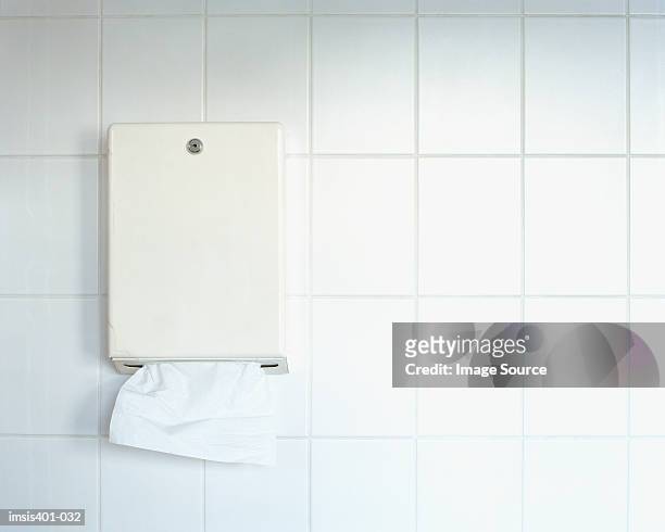 paper towel dispenser on wall - bathroom wall stock pictures, royalty-free photos & images