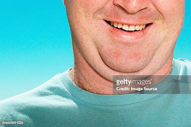 double-chinned man - double chin stock-fotos und bilder