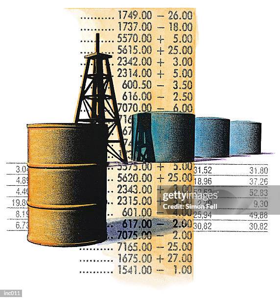 stockillustraties, clipart, cartoons en iconen met oil market - share prices of consumer companies pushes dow jones industrials average sharply higher
