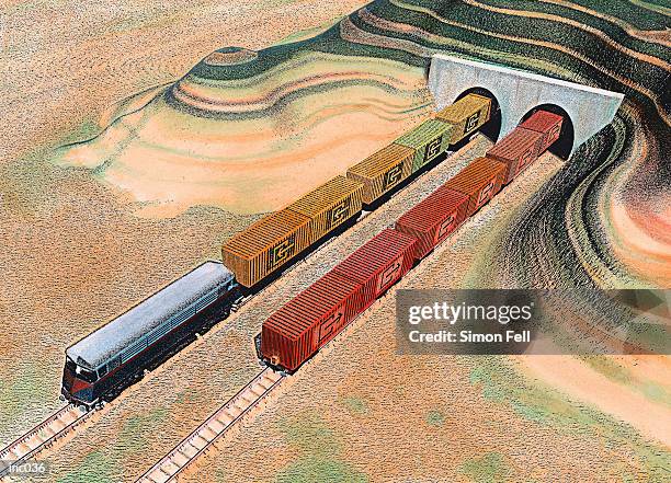 freight trains - phallus shaped stock illustrations