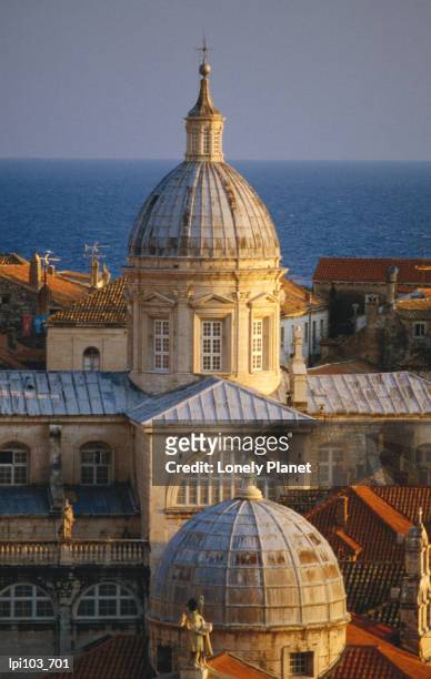 baroque domes of cathedral of the assumption of the virgin and st blaises church. - eastern european culture stock pictures, royalty-free photos & images
