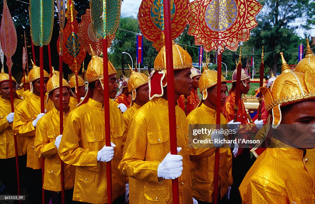 Palace guards at Chat Preah Nengkal (Royal Ploughing Ceremony), Phnom Penh, Cambodia, South-East Asia