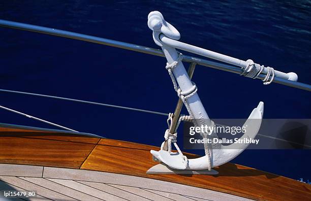 anchor of yacht sailing on gulf of orosei. - tyrrhenisches meer stock-fotos und bilder