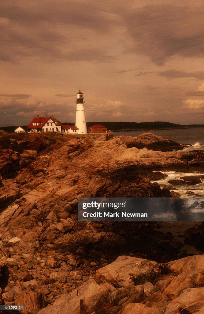 Museum and Portland Head Light House at Cape Elizabeth, Portland, United States of America