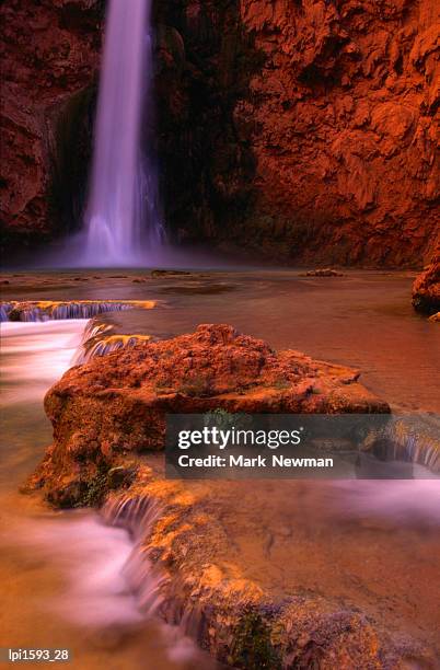 mooney falls at havasupai indian reservation, grand canyon national park, united states of america - mooney falls stock pictures, royalty-free photos & images