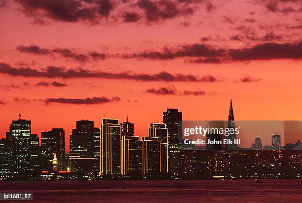 city at sunset from treasure island, low angle view, san francisco, united states of america - treasure island san francisco stock pictures, royalty-free photos & images
