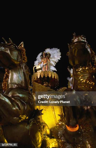 woman on top of float for carnival parade at sambodromo, centro, rio de janeiro, brazil - centro stock pictures, royalty-free photos & images