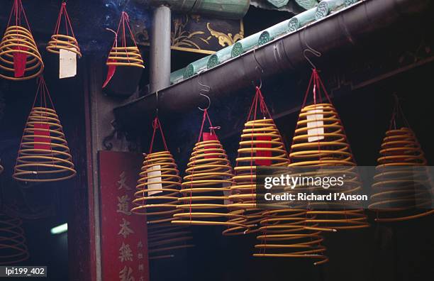 incense coils at a-ma temple (ma kok miu), macau, china, north-east asia - incense coils 個照片及圖片檔