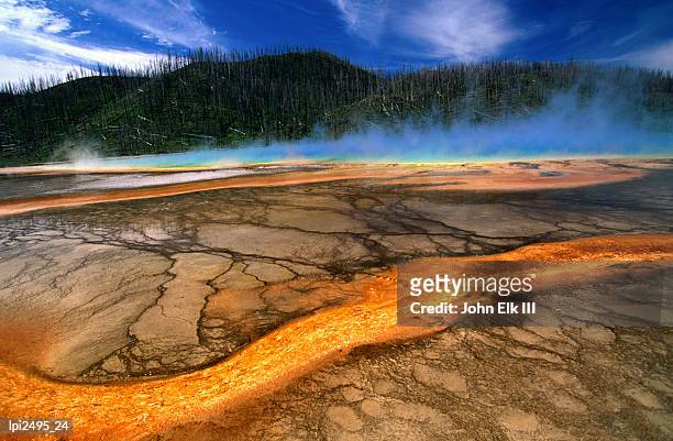 grand prismatic spring in midway basin, yellowstone national park, united states of america - basin ストックフォトと画像