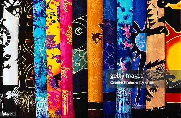 batik sarongs for sale, senggigi, lombok, west nusa tenggara, indonesia, southeast asia - sarong imagens e fotografias de stock