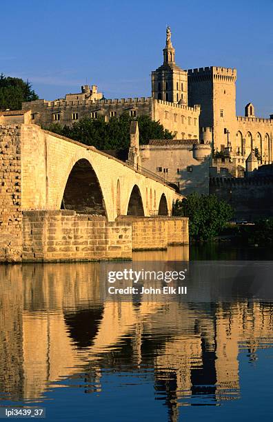 pont saint benezet (le pont d' avignon) on rhone river, low angle view, avignon, france - le ストックフォトと画像