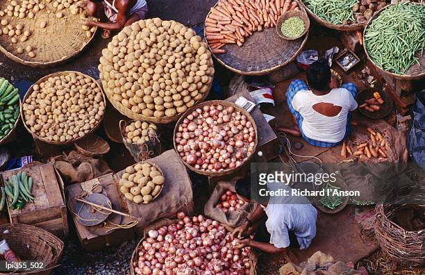 vegetable sellers outside new market, kolkata, west bengal, india, indian sub-continent - indian subcontinent ethnicity bildbanksfoton och bilder