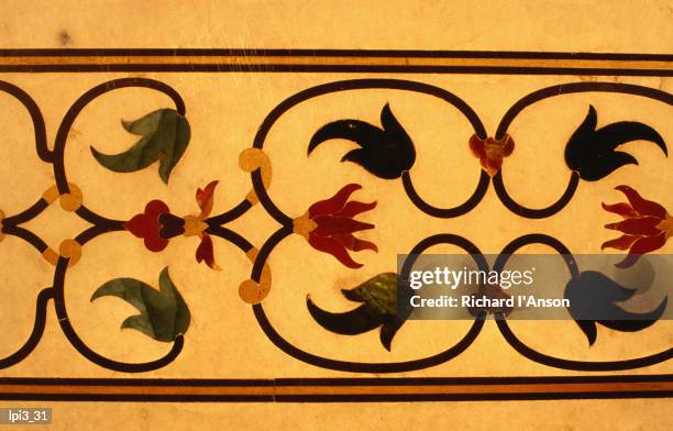 detail of inlay work on taj mahal, agra, uttar pradesh, india, indian sub-continent - inlay stock pictures, royalty-free photos & images