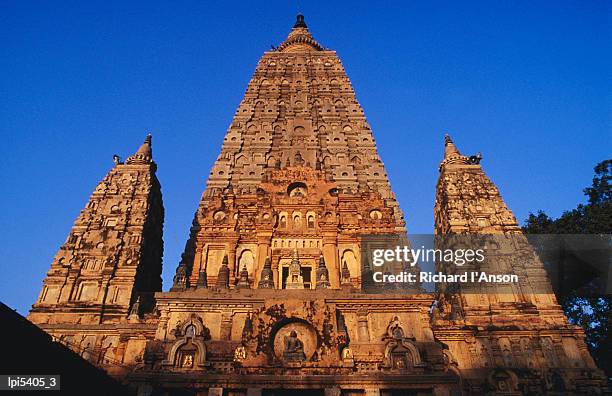 mahabodhi temple, bodhgaya, bihar, india, indian sub-continent - templo mahabodhi - fotografias e filmes do acervo
