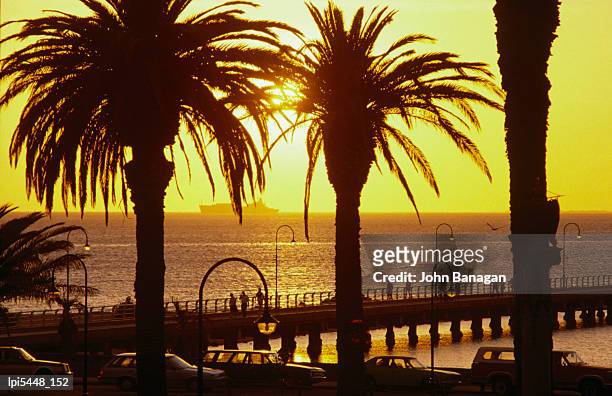 st kilda pier at sunset, melbourne, australia - banagan stock pictures, royalty-free photos & images