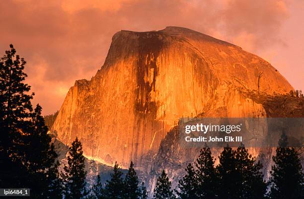 sunset over half dome, low angle view, yosemite national park, united states of america - elk photos et images de collection