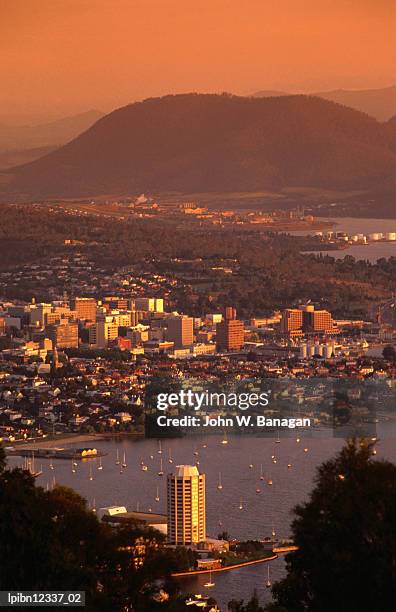 hobart from mt nelson, hobart, tasmania, australia, australasia - hobart tasmania stock pictures, royalty-free photos & images