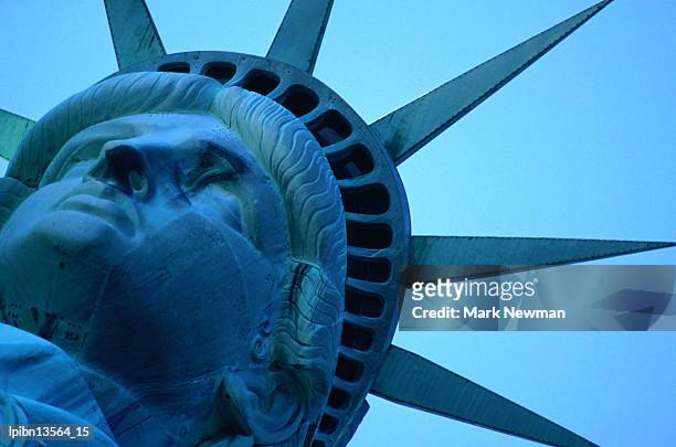 statue of liberty with a viewing platform in her crown., new york city, new york, united states of america, north america - liberty island stock pictures, royalty-free photos & images