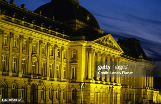 19th century palais royal (royal palace) in brussels at twilight., brussels, vlaams brabant, belgium, europe - brabant stock pictures, royalty-free photos & images