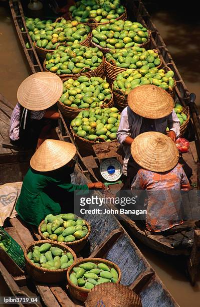 floating market along the mekong delta, an giang, vietnam, south-east asia - river mekong stock pictures, royalty-free photos & images