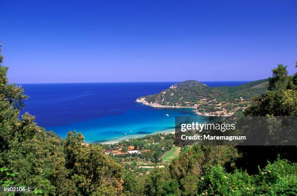 italy, tuscany, elba island. biodola bay - livorno fotografías e imágenes de stock