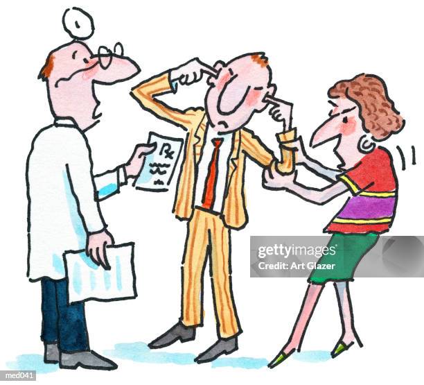 patient in denial - 3 pointer stock illustrations